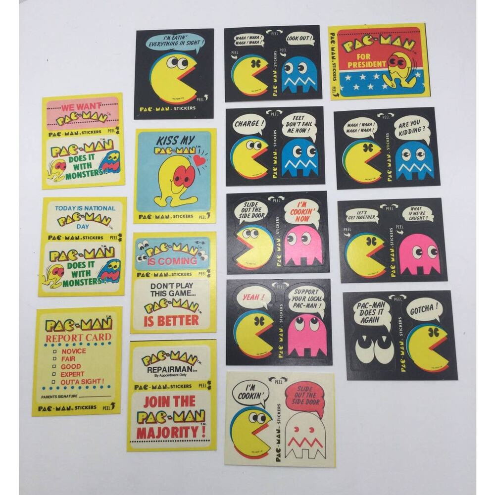 1980 PAC-MAN Sticker Lot of 16
